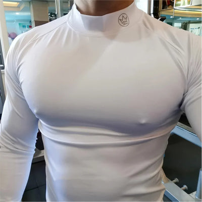 Plus Size Fitness T-shirt Men Long Sleeve